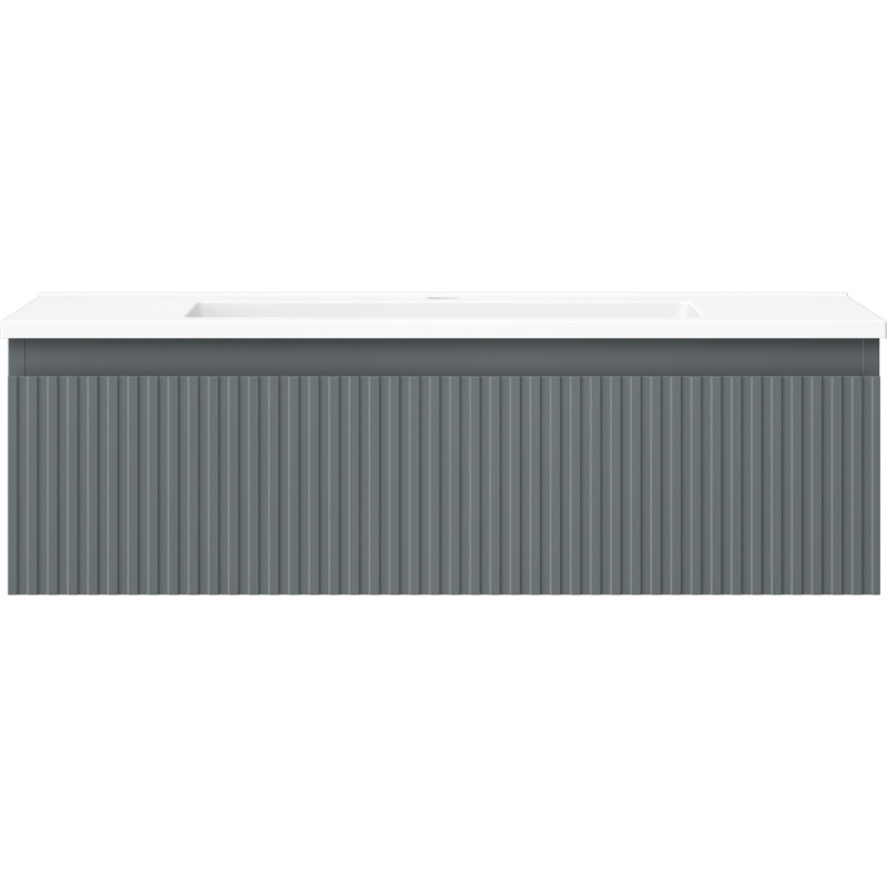 Mexen Rivel bathroom cabinet 80 cm with sink Otis, 1 drawer, grooved, matte graphite/white matte - 91A20-08023-1-BF66-W18M01
