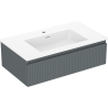 Mexen Rivel bathroom cabinet 80 cm with Otis sink, 1 drawer, grooved, graphite matte/white matte - 91A20-08023-1-BF66-W18M01