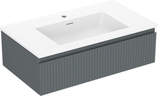 Mexen Rivel bathroom cabinet 80 cm with Otis sink, 1 drawer, grooved, graphite matte/white matte - 91A20-08023-1-BF66-W18M01