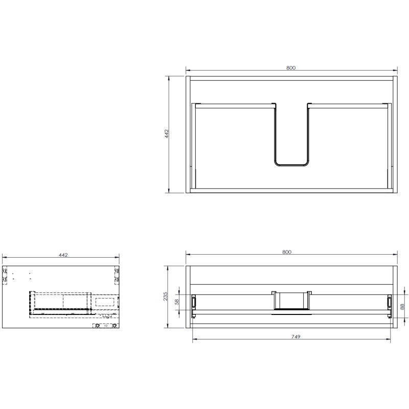 Mexen Rivel bathroom cabinet 80 cm with sink Otis, 1 drawer, grooved, matte graphite/white matte - 91A20-08023-1-BF66-W18M01