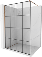 Mexen Kioto shower screen 140 x 200 cm, Transparent/Black pattern 8 mm, Rose gold - 800-140-101-60-77
