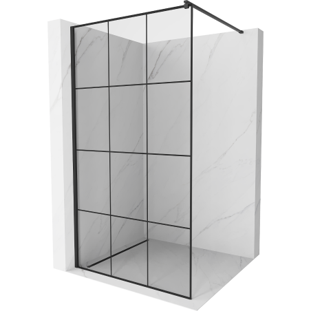 Mexen Kioto Walk-in Shower Panel 110 x 200 cm, Black Grid 8 mm, Black - 800-110-101-70-77
