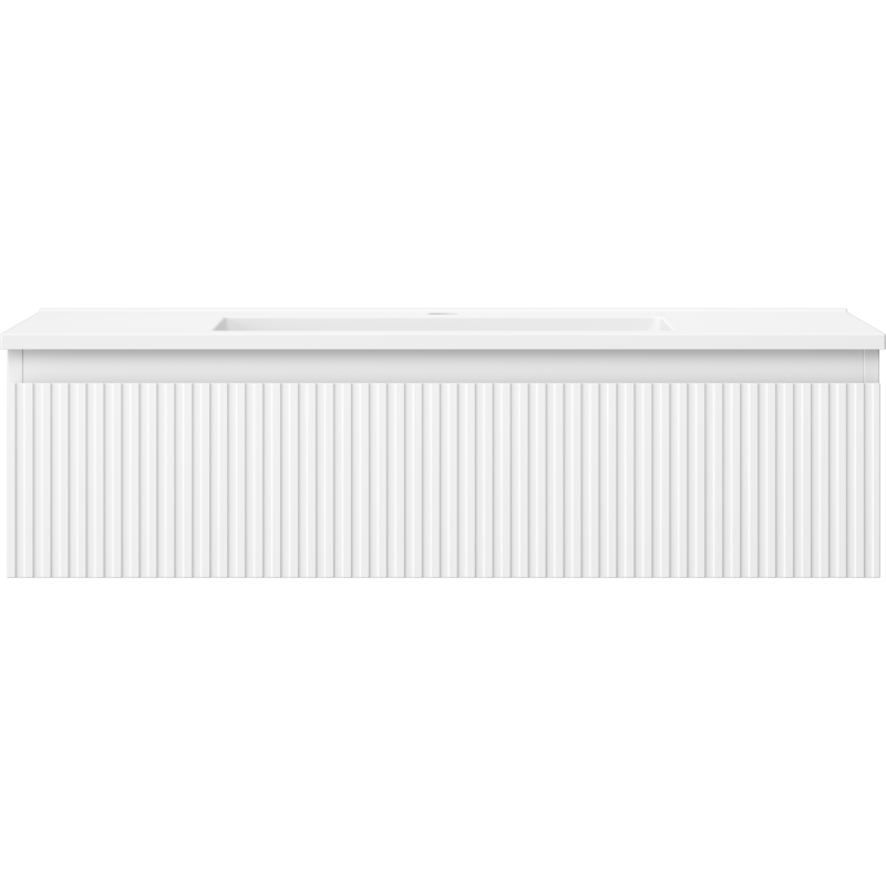 Mexen Rivel 90 cm bathroom cabinet with Otis sink, 1 drawer, grooved, white matt - 91A20-09023-1-BF01-W18M01