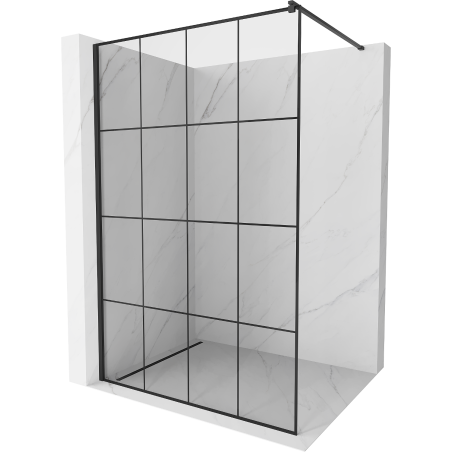 Mexen Kioto shower screen 130 x 200 cm, Transparent/Black pattern 8 mm, Black - 800-130-101-70-77