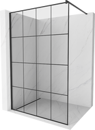 Mexen Kioto Walk-in Shower Screen 130 x 200 cm, Black Grid 8 mm, Black - 800-130-101-70-77