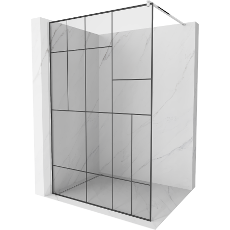 Mexen Kioto Walk-in Shower Screen 70 x 200 cm, Black Pattern 8 mm, Chrome - 800-070-101-01-78