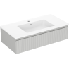 Mexen Rivel bathroom cabinet 90 cm with Otis sink, 1 drawer, grooved, matte gray/white matte - 91A20-09023-1-BF62-W18M01