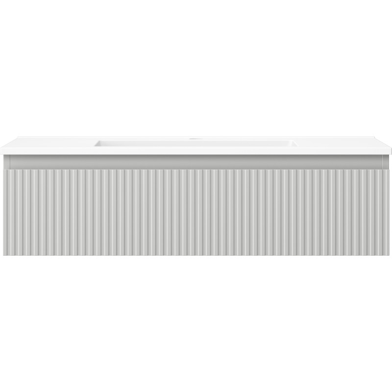 Mexen Rivel bathroom cabinet 90 cm with Otis sink, 1 drawer, grooved, matte gray/white matte - 91A20-09023-1-BF62-W18M01
