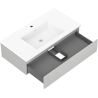 Mexen Rivel bathroom cabinet 90 cm with Otis sink, 1 drawer, fluted, gray matt/white matt - 91A20-09023-1-BF62-W18M01