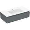 Mexen Rivel 90 cm bathroom cabinet with Otis washbasin, 1 drawer, fluted, matte graphite/white matte - 91A20-09023-1-BF66-W18M01