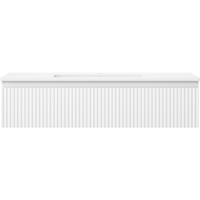 Mexen Rivel bathroom cabinet 100 cm with Otis sink, 1 drawer, grooved, white matte - 91A20-10023-1-BF01-W18M01