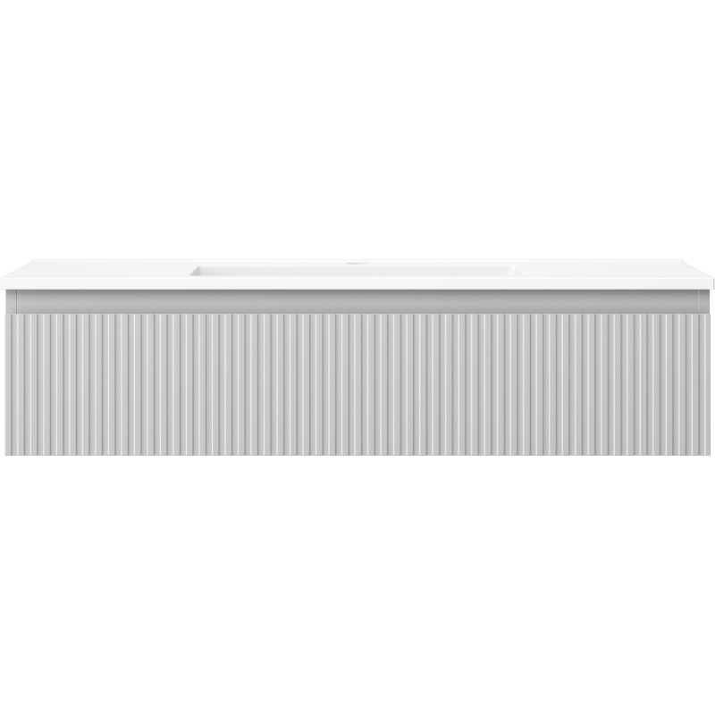Mexen Rivel 100 cm bathroom cabinet with Otis basin, 1 drawer, fluted, matte gray/white - 91A20-10023-1-BF62-W18M01