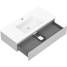 Mexen Rivel 100 cm bathroom cabinet with Otis basin, 1 drawer, fluted, matte gray/white - 91A20-10023-1-BF62-W18M01