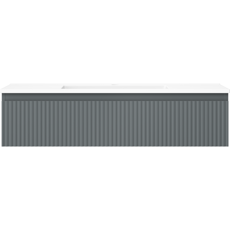 Mexen Rivel 100 cm bathroom cabinet with sink Otis, 1 drawer, fluted, graphite matte/white matte - 91A20-10023-1-BF66-W18M01