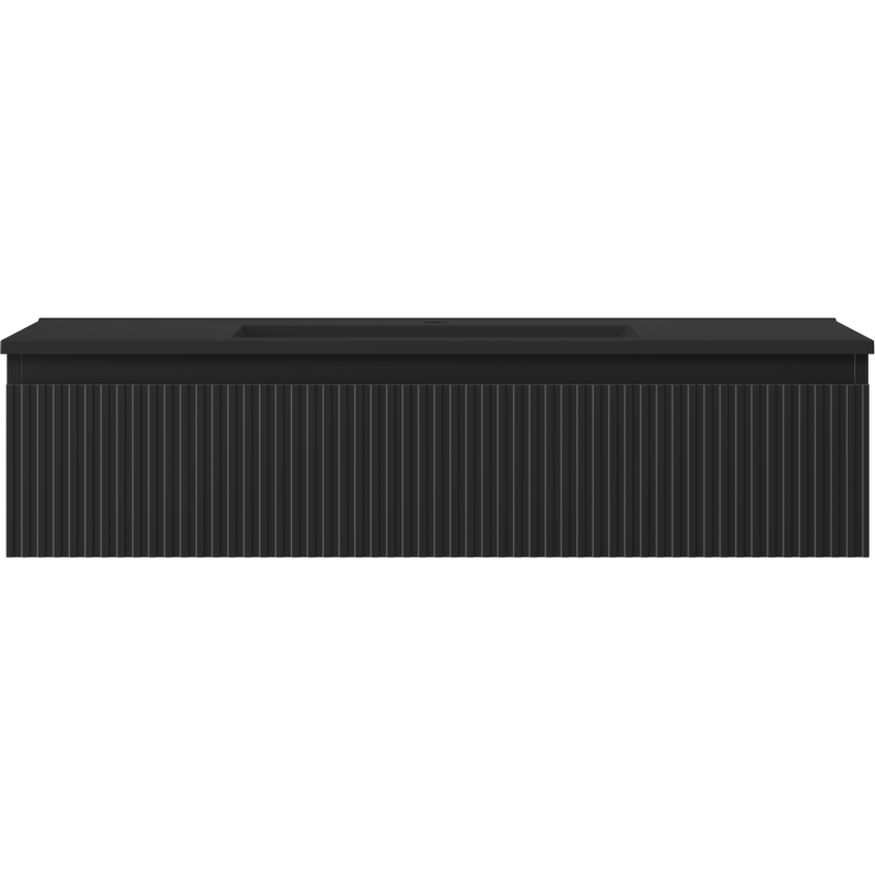 Mexen Rivel bathroom cabinet 100 cm with Otis sink, 1 drawer, grooved, black matte - 91A20-10023-1-BF71-W18M71