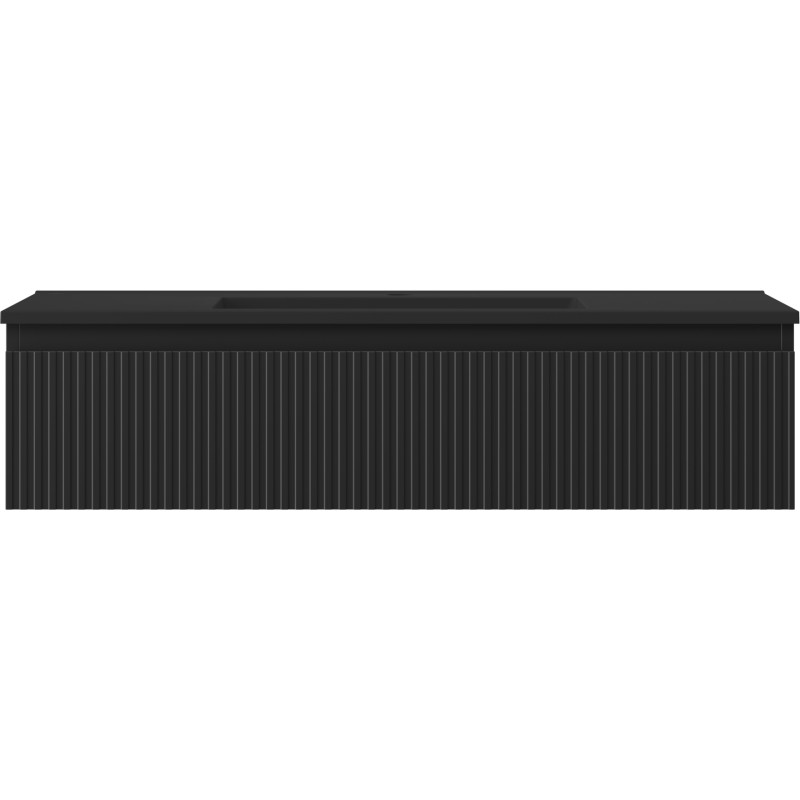 Mexen Rivel bathroom cabinet 100 cm with sink Otis, 1 drawer, grooved, matte black - 91A20-10023-1-BF71-W18M71