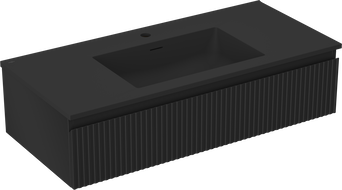 Mexen Rivel bathroom cabinet 100 cm with Otis sink, 1 drawer, grooved, black matte - 91A20-10023-1-BF71-W18M71
