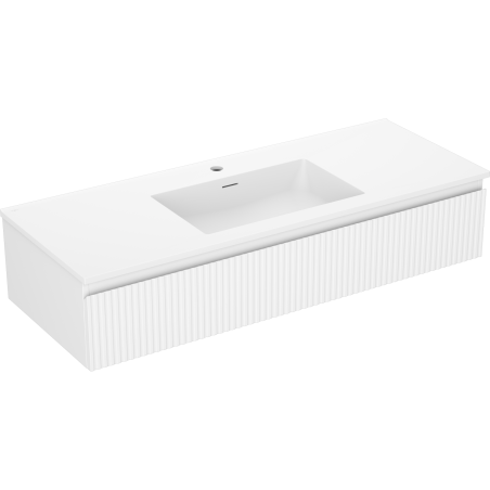Mexen Rivel bathroom cabinet 120 cm with Otis washbasin, 1 drawer, grooved, white matte - 91A20-12023-1-BF01-W18M01