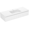 Mexen Rivel bathroom cabinet 120 cm with Otis washbasin, 1 drawer, grooved, white matte - 91A20-12023-1-BF01-W18M01