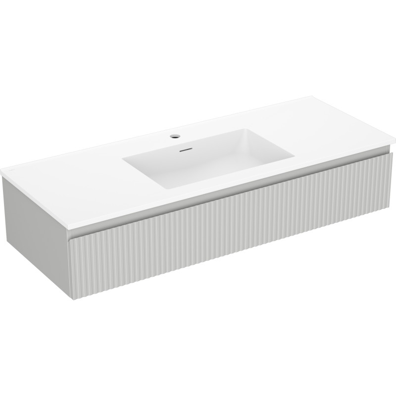 Mexen Rivel 120 cm bathroom cabinet with Otis sink, 1 drawer, grooved, gray matte/white matte - 91A20-12023-1-BF62-W18M01