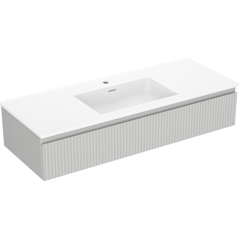 Mexen Rivel bathroom cabinet 120 cm with Otis washbasin, 1 drawer, grooved, grey matte/white matte - 91A20-12023-1-BF62-W18M01