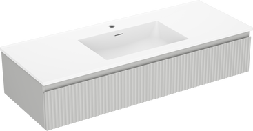 Mexen Rivel bathroom cabinet 120 cm with Otis sink, 1 drawer, fluted, gray matte/white matte - 91A20-12023-1-BF62-W18M01