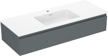 Mexen Rivel bathroom cabinet 120 cm with sink Otis, 1 drawer, fluted, matte graphite/white matte - 91A20-12023-1-BF66-W18M0