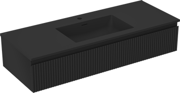 Mexen Rivel bathroom cabinet 120 cm with Otis sink, 1 drawer, grooved, black matte - 91A20-12023-1-BF71-W18M71