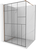 Mexen Kioto shower screen 140 x 200 cm, Transparent/Black pattern 8 mm, Rose gold - 800-140-101-60-78
