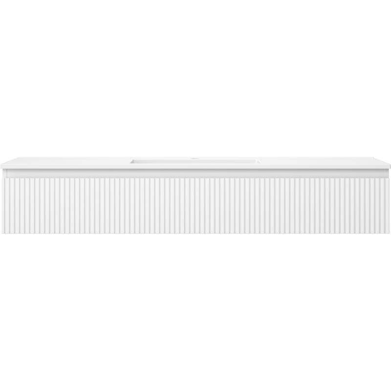 Mexen Rivel 140 cm bathroom cabinet with Otis sink, 1 drawer, ribbed, white matte - 91A20-14023-1-BF01-W18M01