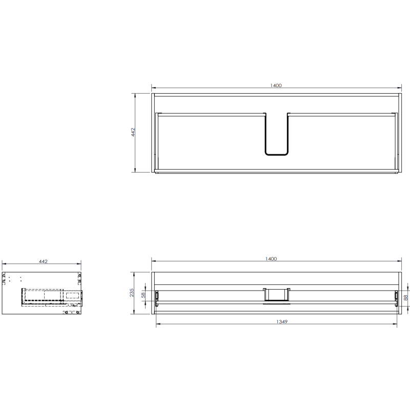 Mexen Rivel 140 cm bathroom cabinet with Otis sink, 1 drawer, ribbed, white matte - 91A20-14023-1-BF01-W18M01