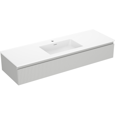 Mexen Rivel bathroom cabinet 140 cm with Otis sink, 1 drawer, fluted, gray matte/white matte - 91A20-14023-1-BF62-W18M01