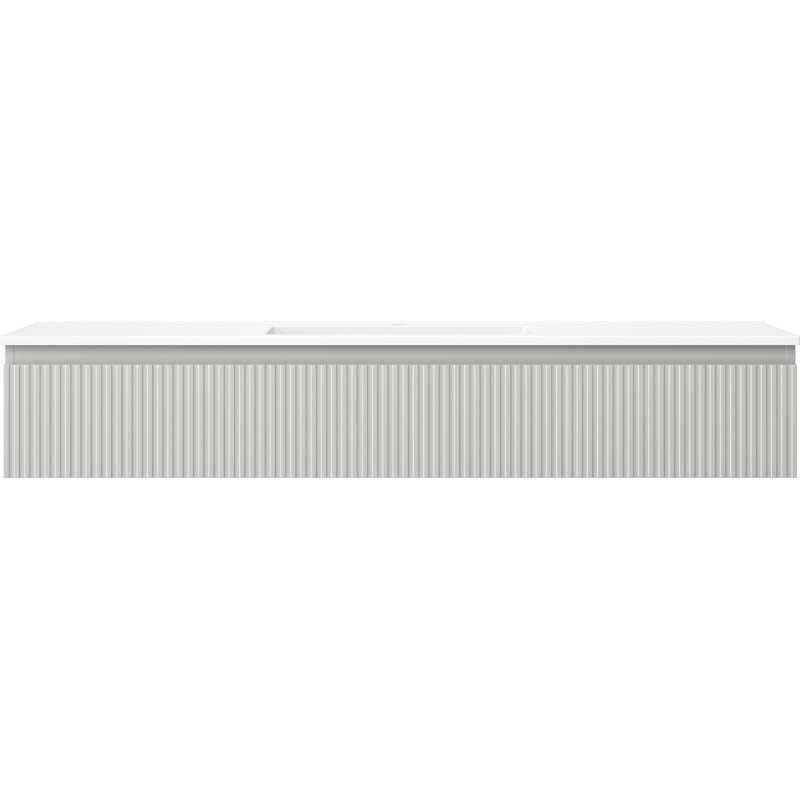 Mexen Rivel 140 cm Bathroom Cabinet with Sink Otis, 1 Drawer, Fluted, Gray Matte/White Matte - 91A20-14023-1-BF62-W18M01