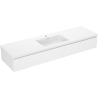 Mexen Rivel bathroom cabinet 160 cm with Otis sink, 1 drawer, fluted, white matte - 91A20-16023-1-BF01-W18M01