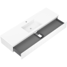 Mexen Rivel 160 cm Bathroom Cabinet with Sink Otis, 1 Drawer, Grooved, White Matte - 91A20-16023-1-BF01-W18M01