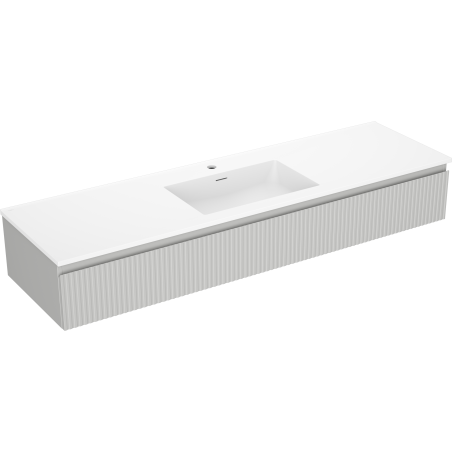 Mexen Rivel bathroom cabinet 160 cm with Otis sink, 1 drawer, grooved, grey matte/white matte - 91A20-16023-1-BF62-W18M01