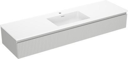 Mexen Rivel 160 cm Bathroom Cabinet with Otis Sink, 1 Drawer, Fluted, Grey Matte/White Matte - 91A20-16023-1-BF62-W18M01