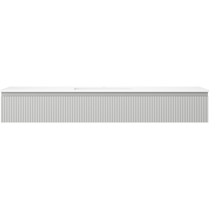 Mexen Rivel 160 cm Bathroom Cabinet with Otis Sink, 1 Drawer, Fluted, Grey Matte/White Matte - 91A20-16023-1-BF62-W18M01