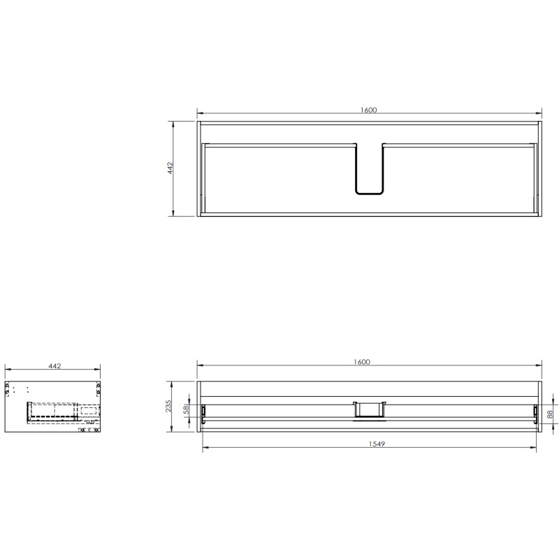 Mexen Rivel 160 cm Bathroom Cabinet with Otis Sink, 1 Drawer, Fluted, Grey Matte/White Matte - 91A20-16023-1-BF62-W18M01