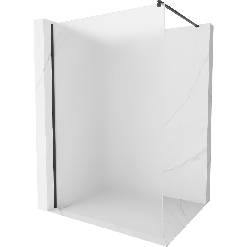 Mexen Kioto Walk-in Shower Screen 130 x 200 cm, Frosted 8 mm, Black - 800-130-101-70-30