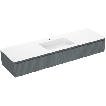 Mexen Rivel 160 cm bathroom cabinet with sink Otis, 1 drawer, grooved, matte graphite/white matte - 91A20-16023-1-BF66-W18M0