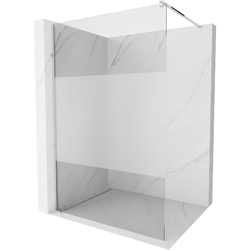 Mexen Kioto Walk-in shower wall 140 x 200 cm, transparent/frosted 8 mm, chrome - 800-140-101-01-35