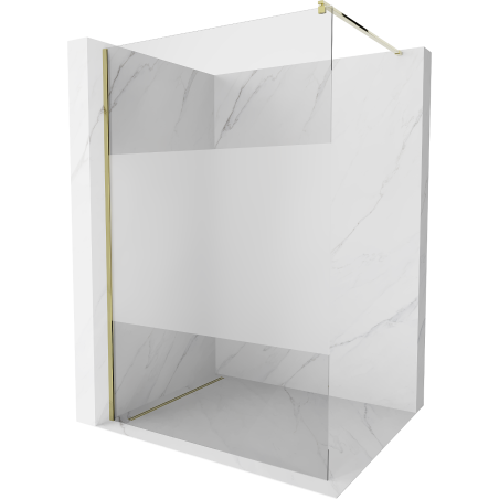 Mexen Kioto Walk-in Shower Wall 130 x 200 cm, Transparent/Frosted 8 mm, Gold - 800-130-101-50-35