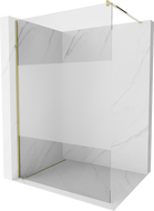 Mexen Kioto Walk-in Shower Wall 130 x 200 cm, Transparent/Frosted 8 mm, Gold - 800-130-101-50-35
