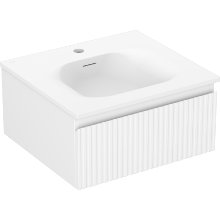 Mexen Rivel bathroom cabinet 50 cm with Vela sink, 1 drawer, grooved, white matte - 91A20-05023-1-BF01-W23M01