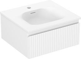 Mexen Rivel bathroom cabinet 50 cm with Vela sink, 1 drawer, fluted, white matte - 91A20-05023-1-BF01-W23M01