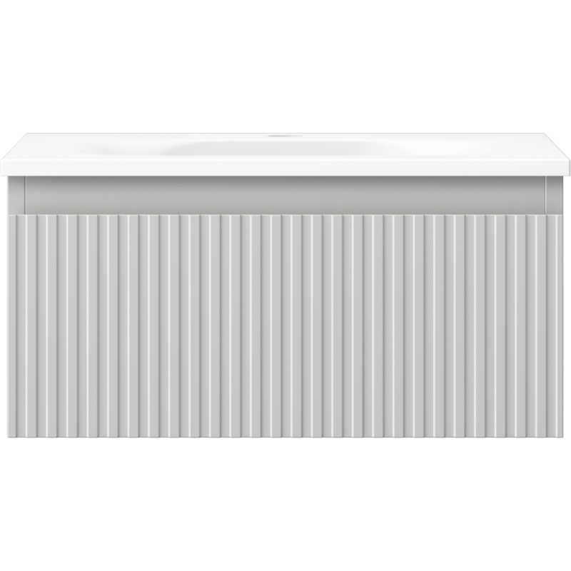 Mexen Rivel bathroom cabinet 50 cm with Vela sink, 1 drawer, grooved, grey matte/white matte - 91A20-05023-1-BF62-W23M01