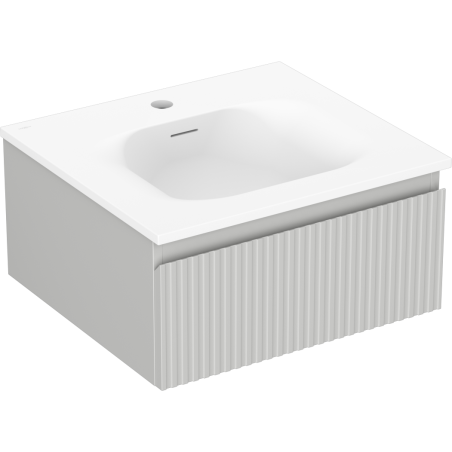 Mexen Rivel 50 cm bathroom cabinet with Vela washbasin, 1 drawer, grooved, gray matte/white matte - 91A20-05023-1-BF62-W23M01
