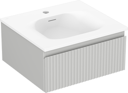 Mexen Rivel 50 cm bathroom cabinet with Vela washbasin, 1 drawer, grooved, gray matte/white matte - 91A20-05023-1-BF62-W23M01