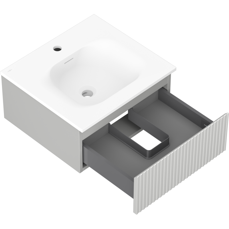 Mexen Rivel bathroom cabinet 50 cm with Vela sink, 1 drawer, grooved, grey matte/white matte - 91A20-05023-1-BF62-W23M01